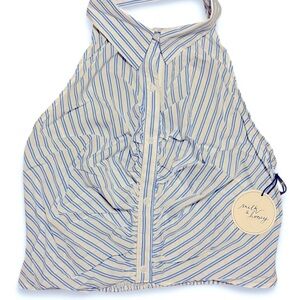 Milk & Honey Blue and White Striped Women's Blouse
